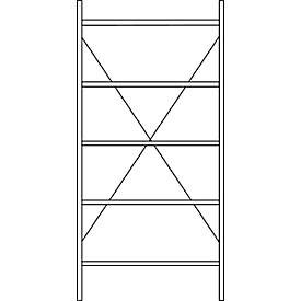 Fachbodenregal SSI Schäfer R3000, Grundregal, 5 Fachböden, Fachlast 200 kg, B 1055 x T 600 x H 2278 mm, verzinkter Stahl
