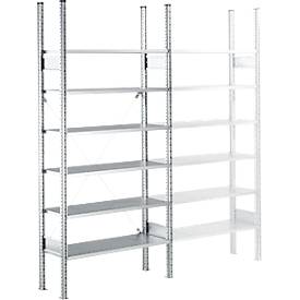 Fachbodenregal SSI Schäfer R3000, Grundregal, 7 Fachböden, Fachlast 200 kg, B 1055 x T 500 x H 2967 mm, verzinkter Stahl