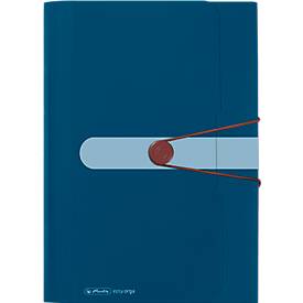 Fächermappe, A4, Recycling-PP-Folie, 12 Fächer + Visitenkarten-Tasche, dunkelblau