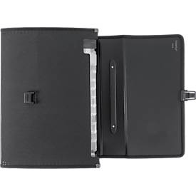 Fächermappe FolderSys, A4, Rückenbreite 65 mm, 24 Taben-Fächer, Umschlag, Bordierband, Clipverschluss & Tragegriff, B 335 x H 250 mm, PP, schwarz