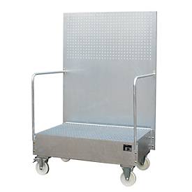 Fahrbare Auffangwanne, aus Stahl, 215 l Auffangvolumen für 2 x 200-Liter Fässer