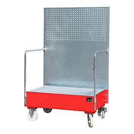 Fahrbare Auffangwanne, aus Stahl, 215 l Auffangvolumen für 2 x 200-Liter Fässer