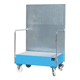 Fahrbare Auffangwanne, aus Stahl, 215 l Auffangvolumen für 2 x 200-Liter Fässer