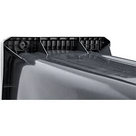 Fahrbare Mülltonne SSI Schäfer GMT eXtra, 120 l, EN 840, vorbereitet für Chipaufnahme, Ziehgriff, 90 % Recycling-Kunststoff, schwarz-braun