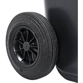 Fahrbare Mülltonne SSI Schäfer GMT eXtra, 120 l, EN 840, vorbereitet für Chipaufnahme, Ziehgriff, 90 % Recycling-Kunststoff, schwarz-braun