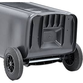 Fahrbare Mülltonne SSI Schäfer GMT eXtra, 120 l, EN 840, vorbereitet für Chipaufnahme, Ziehgriff, 90 % Recycling-Kunststoff, schwarz-rot