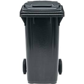 Fahrbare Mülltonne SSI Schäfer GMT eXtra, 120 l, EN 840, vorbereitet für Chipaufnahme, Ziehgriff, 90 % Recycling-Kunststoff, schwarz-schwarz