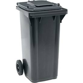 Fahrbare Mülltonne SSI Schäfer GMT eXtra, 120 l, EN 840, vorbereitet für Chipaufnahme, Ziehgriff, 90 % Recycling-Kunststoff, schwarz-schwarz