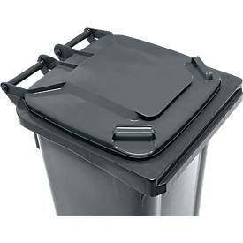 Fahrbare Mülltonne SSI Schäfer GMT eXtra, 120 l, EN 840, vorbereitet für Chipaufnahme, Ziehgriff, 90 % Recycling-Kunststoff, schwarz-schwarz