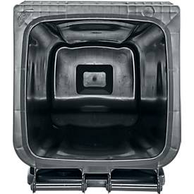 Fahrbare Mülltonne SSI Schäfer GMT eXtra, 120 l, EN 840, vorbereitet für Chipaufnahme, Ziehgriff, 90 % Recycling-Kunststoff, schwarz-schwarz