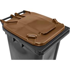 Fahrbare Mülltonne SSI Schäfer GMT eXtra, 240 l, EN 840, vorbereitet für Chipaufnahme, Ziehgriff, 90 % Recycling-Kunststoff, schwarz-braun