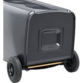 Fahrbare Mülltonne SSI Schäfer GMT eXtra, 240 l, EN 840, vorbereitet für Chipaufnahme, Ziehgriff, 90 % Recycling-Kunststoff, schwarz-braun