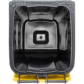 Fahrbare Mülltonne SSI Schäfer GMT eXtra, 240 l, EN 840, vorbereitet für Chipaufnahme, Ziehgriff, 90 % Recycling-Kunststoff, schwarz-gelb