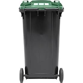 Fahrbare Mülltonne SSI Schäfer GMT eXtra, 240 l, EN 840, vorbereitet für Chipaufnahme, Ziehgriff, 90 % Recycling-Kunststoff, schwarz-grün