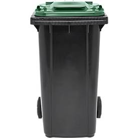 Fahrbare Mülltonne SSI Schäfer GMT eXtra, 240 l, EN 840, vorbereitet für Chipaufnahme, Ziehgriff, 90 % Recycling-Kunststoff, schwarz-grün