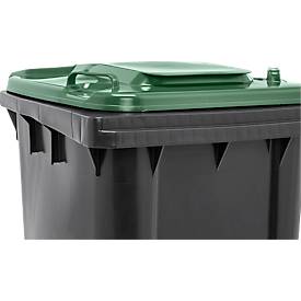 Fahrbare Mülltonne SSI Schäfer GMT eXtra, 240 l, EN 840, vorbereitet für Chipaufnahme, Ziehgriff, 90 % Recycling-Kunststoff, schwarz-grün