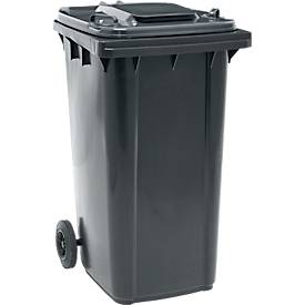 Fahrbare Mülltonne SSI Schäfer GMT eXtra, 240 l, EN 840, vorbereitet für Chipaufnahme, Ziehgriff, 90 % Recycling-Kunststoff, schwarz-schwarz