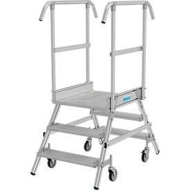 Fahrbare Podestleiter Krause Stabilo Professional, beidseitig begehbar, 2x3 Stufen, 600 x 700 mm Plattform, 2750 mm Arbeitshöhe