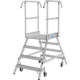 Fahrbare Podestleiter Krause Stabilo Professional, beidseitig begehbar, 2x4 Stufen, 600 x 700 mm Plattform, 3000 mm Arbeitshöhe