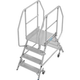 Fahrbare Podestleiter Krause Stabilo Professional, beidseitig begehbar, 2x4 Stufen, 600 x 700 mm Plattform, 3000 mm Arbeitshöhe