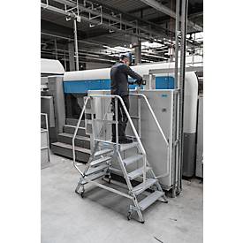 Fahrbare Podestleiter Krause Stabilo Professional, beidseitig begehbar, 2x5 Stufen, 600 x 700 mm Plattform, 3200 mm Arbeitshöhe