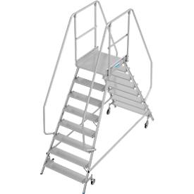 Fahrbare Podestleiter Krause Stabilo Professional, beidseitig begehbar, 2x8 Stufen, 600 x 700 mm Plattform, 3950 mm Arbeitshöhe