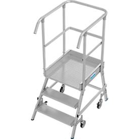 Fahrbare Podestleiter Krause Stabilo Professional, einseitig begehbar, 1x3 Stufen, 600 x 700 mm Plattform, 2750 mm Arbeitshöhe