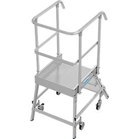 Fahrbare Podestleiter Krause Stabilo Professional, einseitig begehbar, 1x3 Stufen, 600 x 700 mm Plattform, 2750 mm Arbeitshöhe