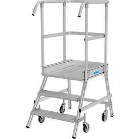 Fahrbare Podestleiter Krause Stabilo Professional, einseitig begehbar, 1x3 Stufen, 600 x 700 mm Plattform, 2750 mm Arbeitshöhe