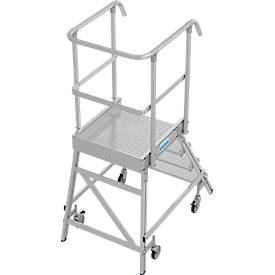 Fahrbare Podestleiter Krause Stabilo Professional, einseitig begehbar, 1x4 Stufen, 600 x 700 mm Plattform, 3000 mm Arbeitshöhe