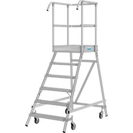 Fahrbare Podestleiter Krause Stabilo Professional, einseitig begehbar, 1x6 Stufen, 600 x 700 mm Plattform, 3450 mm Arbeitshöhe