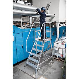 Fahrbare Podestleiter Krause Stabilo Professional, einseitig begehbar, 1x6 Stufen, 600 x 700 mm Plattform, 3450 mm Arbeitshöhe