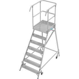 Fahrbare Podestleiter Krause Stabilo Professional, einseitig begehbar, 1x7 Stufen, 600 x 700 mm Plattform, 3700 mm Arbeitshöhe