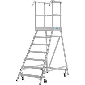 Fahrbare Podestleiter Krause Stabilo Professional, einseitig begehbar, 1x7 Stufen, 600 x 700 mm Plattform, 3700 mm Arbeitshöhe