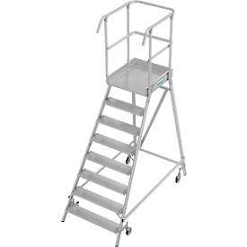 Fahrbare Podestleiter Krause Stabilo Professional, einseitig begehbar, 1x8 Stufen, 600 x 700 mm Plattform, 3950 mm Arbeitshöhe