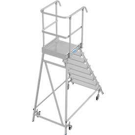 Fahrbare Podestleiter Krause Stabilo Professional, einseitig begehbar, 1x8 Stufen, 600 x 700 mm Plattform, 3950 mm Arbeitshöhe