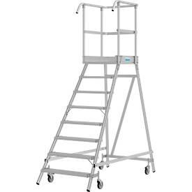 Fahrbare Podestleiter Krause Stabilo Professional, einseitig begehbar, 1x8 Stufen, 600 x 700 mm Plattform, 3950 mm Arbeitshöhe
