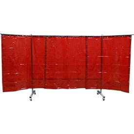 Fahrbare Schutzwand m. Folienvorhang, 3-tlg., rot