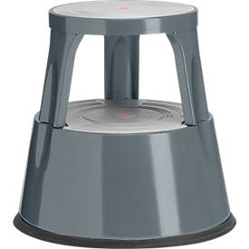 Fahrbarer Rolltritthocker, rutschfester Gummibelag, H 410 x ø 433/283 mm, bis 150 kg, basaltgrau