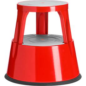 Fahrbarer Rolltritthocker, rutschfester Gummibelag, H 410 x ø 433/283 mm, bis 150 kg, rot