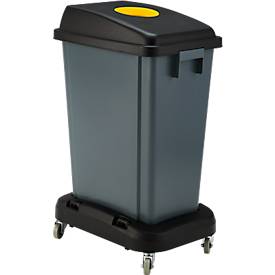 Fahrgestell für Schäfer Shop Select Abfallbehälter mit Volumen 60 l, verkettbar, 4 Lenkrollen, 2 Verbinder, B 480 x T 330 x H 140 mm, schwarz