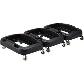 Fahrgestell für Schäfer Shop Select Abfallbehälter mit Volumen 60 l, verkettbar, 4 Lenkrollen, 2 Verbinder, B 480 x T 330 x H 140 mm, schwarz