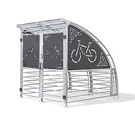 Fahrrad-Unterstand Mottez, für 6 Fahrräder oder 3 Fahrräder + 2 Motorräder, Sicherheitstür mit Zahlenschloss, B 800 x T 3130 x H 1900 mm, anthrazit