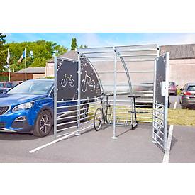 Fahrrad-Unterstand Mottez, für 6 Fahrräder oder 3 Fahrräder + 2 Motorräder, Sicherheitstür mit Zahlenschloss, B 800 x T 3130 x H 1900 mm, anthrazit