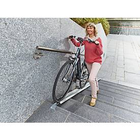 Fahrradrampe für Treppen, L 1190-3450 x B 125 mm, bis 30 kg, 3-tlg. Grundelement, Befestigungslaschen, Blech verzinkt