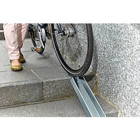 Fahrradrampe für Treppen, L 1190-3450 x B 125 mm, bis 30 kg, 3-tlg. Grundelement, Befestigungslaschen, Blech verzinkt