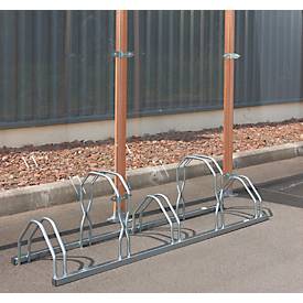 Fahrradständer Mottez, 2 Ebenen, für 5 Fahrräder mit Reifenbreite bis 55 mm, B 390 x T 1600 x H 440 mm, Stahl, metallgrau