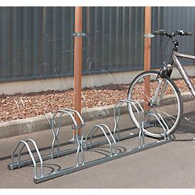 Fahrradständer Mottez, 2 Ebenen, für 5 Fahrräder mit Reifenbreite bis 55 mm, B 390 x T 1600 x H 440 mm, Stahl, metallgrau
