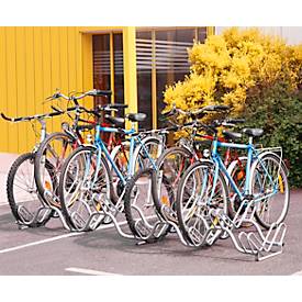 Fahrradständer Mottez, 2 Ebenen, für 9 Fahrräder mit Reifenbreite bis 55 mm, B 590 x T 2380 x H 370 mm, Stahl, metallgrau