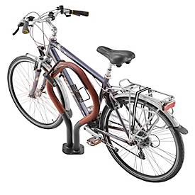 Fahrradständer Mottez, für 2 Fahrräder oder 2 Motorräder, Gummibumerang, abnehmbare Füße, B 190 x T 560 x H 800 mm, Stahl, rostbraun-schwarz